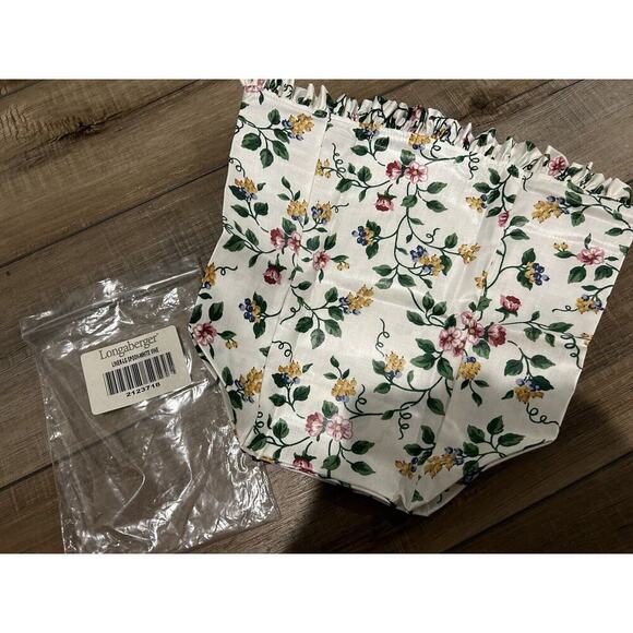 Longaberger Large Spoon Mini Waste Basket Liner WHITE VINE floral NEW ruffles - Picture 1 of 1